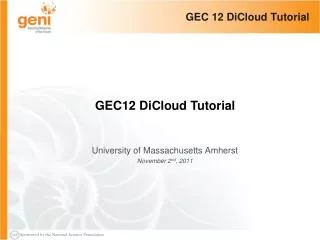 GEC 12 DiCloud Tutorial