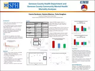 Genesee County Health Department and Genesee County Community Mental Health Mortality Analyses
