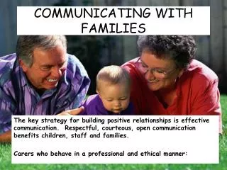 COMMUNICATING WITH FAMILIES