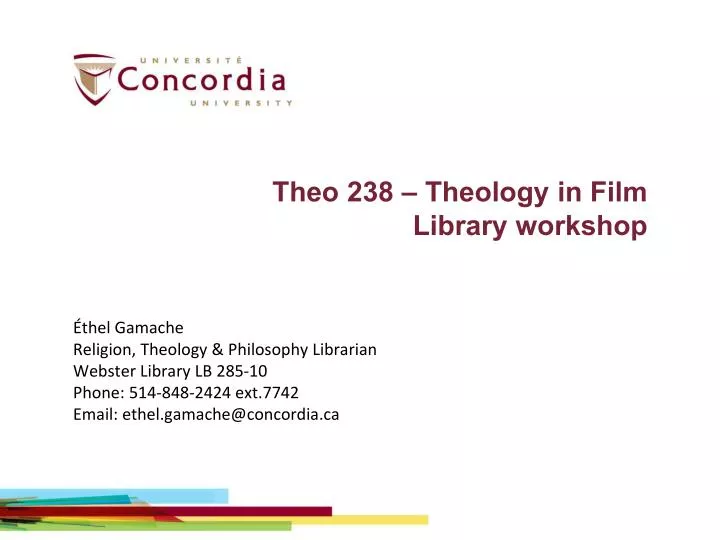 theo 238 theology in film library workshop