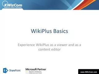 WikiPlus Basics