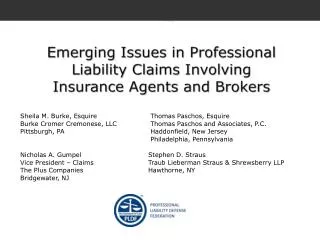Emerging Issues in Professional Liability Claims Involving Insurance Agents and Brokers