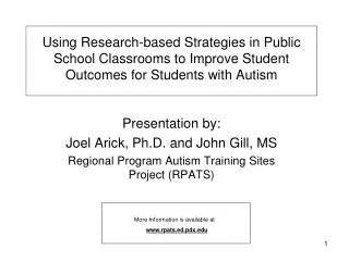 Using Research-based Strategies in Public School Classrooms to Improve Student Outcomes for Students with Autism