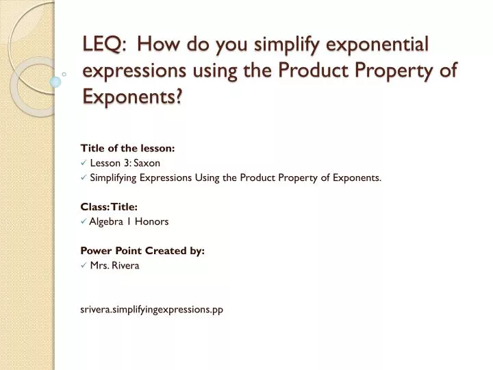 leq how do you simplify exponential expressions using the product property of exponents