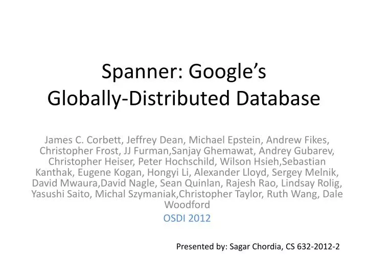 spanner google s globally distributed database