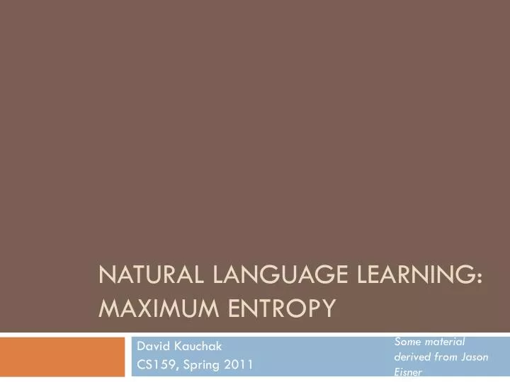 natural language learning maximum entropy