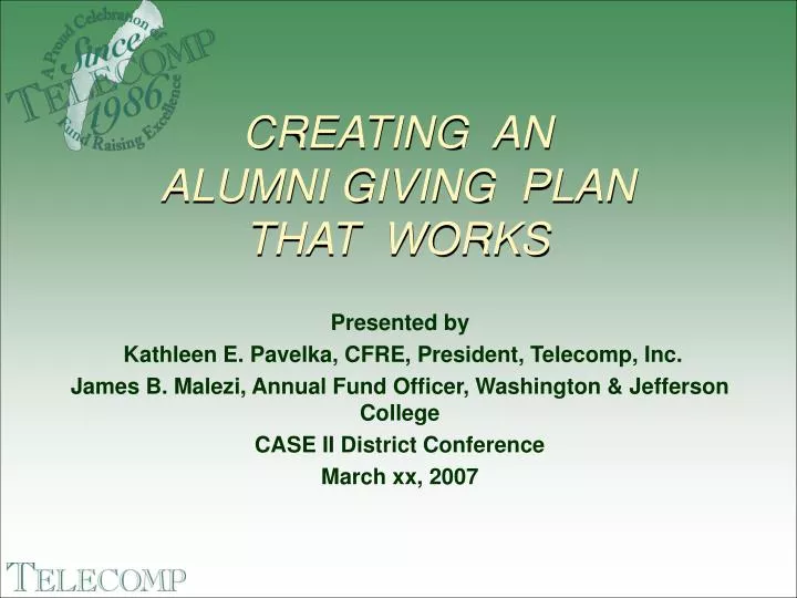 creating an alumni giving plan that works