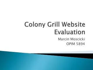 Colony Grill Website Evaluation