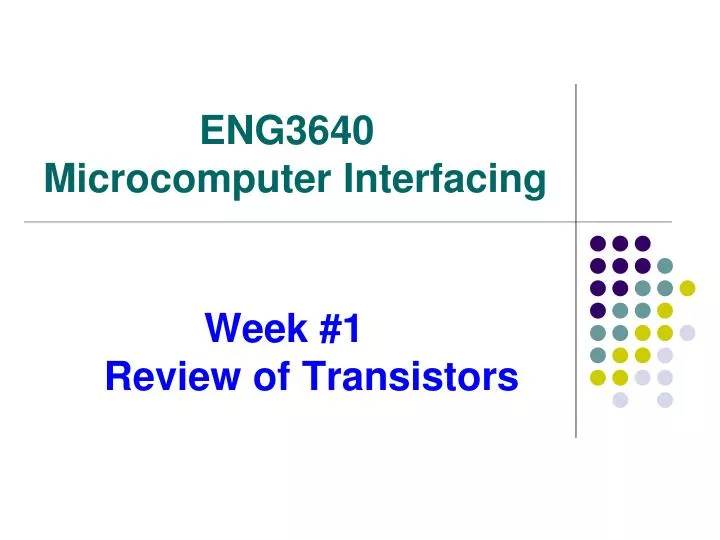 week 1 review of transistors