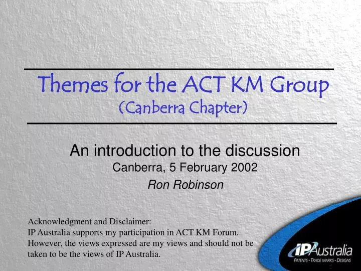 themes for the act km group canberra chapter
