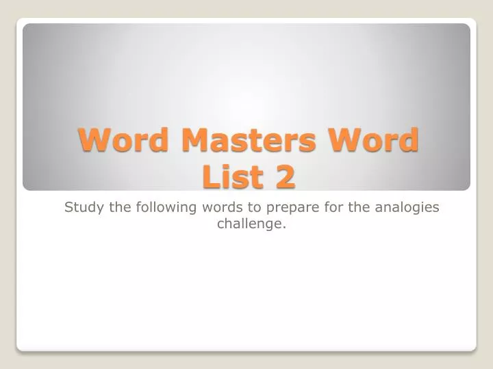 word masters word list 2