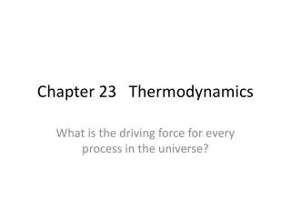 Chapter 23 Thermodynamics