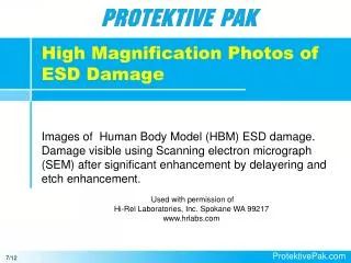 High Magnification Photos of ESD Damage