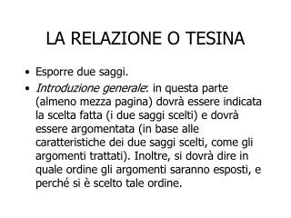 la relazione o tesina