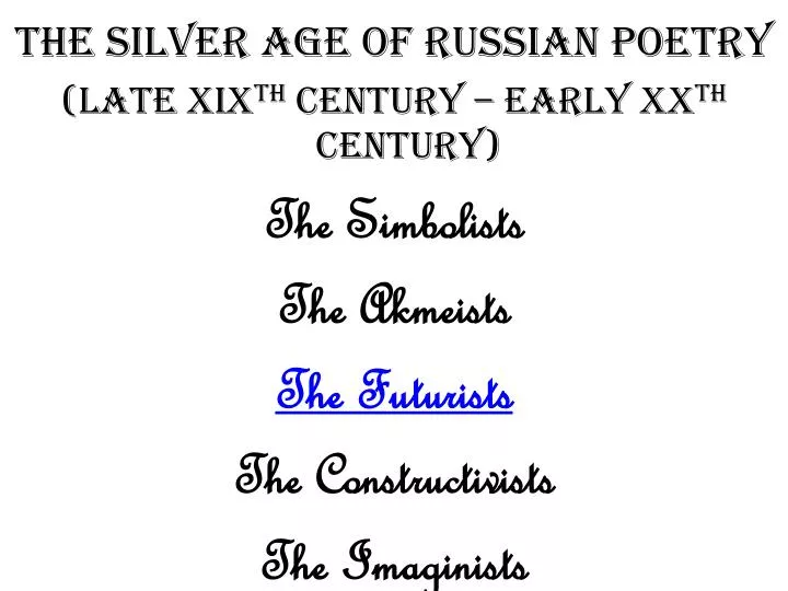 the silver age of russian poetry
