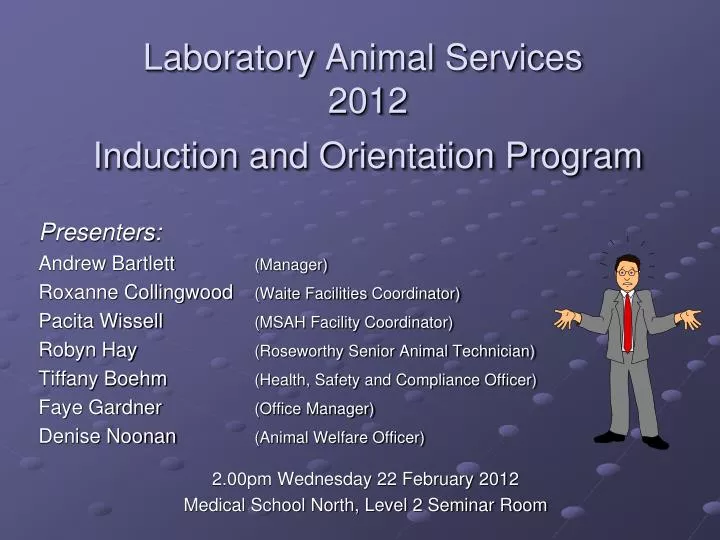 laboratory animal services 2012 induction and orientation program