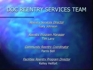 DOC REENTRY SERVICES TEAM