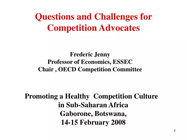 questions and challenges for competition advocates