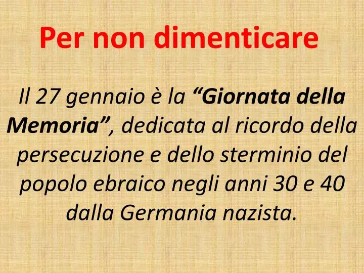 per non dimenticare