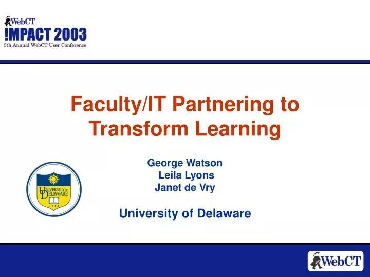 faculty it partnering to transform learning