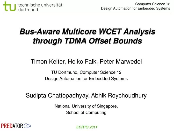 bus aware multicore wcet analysis through tdma offset bounds