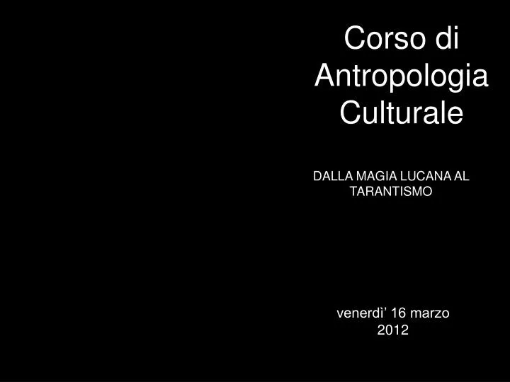 corso di antropologia culturale