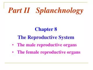 Part II Splanchnology Chapter 8 The Reproductive System The male reproductive organs The female reproductive org