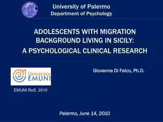 Adolescents with migration background living in Sicily : a psychological clinical research