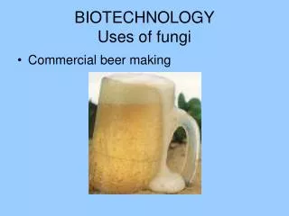 BIOTECHNOLOGY Uses of fungi