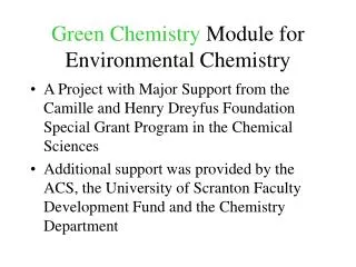 Green Chemistry Module for Environmental Chemistry