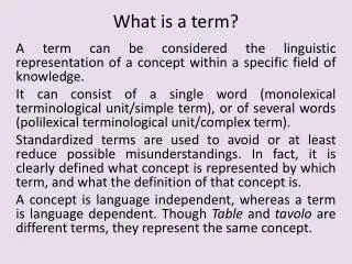 What is a term ?