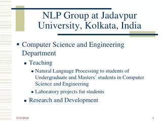NLP Group at Jadavpur University, Kolkata, India
