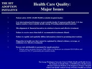 Health Care Quality: Major Issues