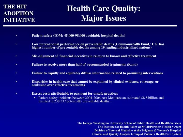 health care quality major issues