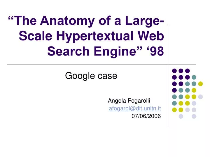 the anatomy of a large scale hypertextual web search engine 98