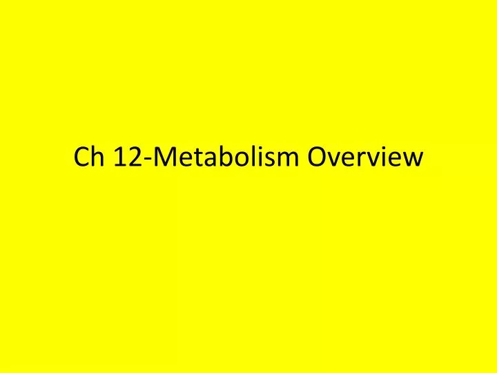 ch 12 metabolism overview