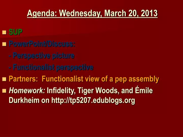 agenda wednesday march 20 2013