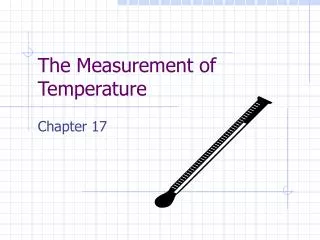 The Measurement of Temperature