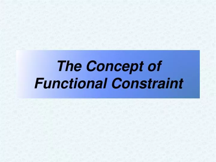 the concept of functional constraint