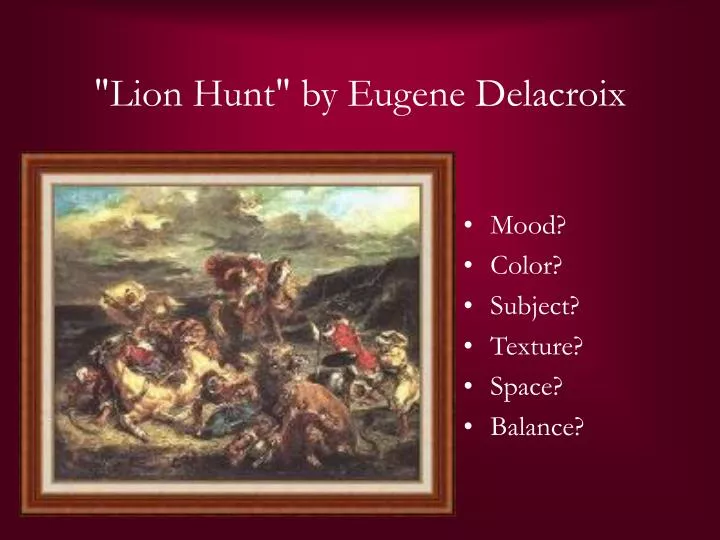 lion hunt by eugene delacroix