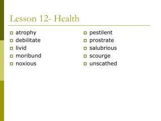 Lesson 12- Health