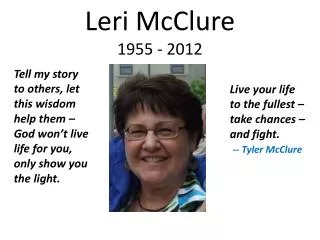 Leri McClure 1955 - 2012