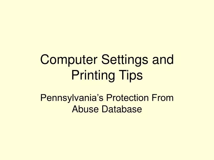 computer settings and printing tips