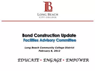 Bond Construction Update Facilities Advisory Committee