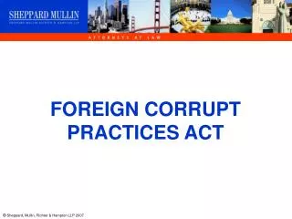 FOREIGN CORRUPT PRACTICES ACT