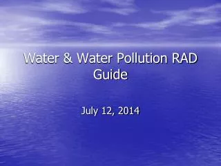 Water &amp; Water Pollution RAD Guide
