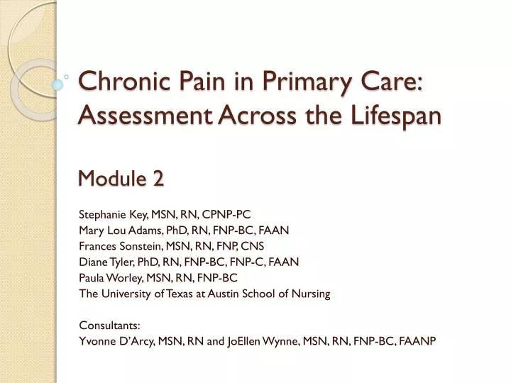 chronic pain in primary care assessment across the lifespan module 2