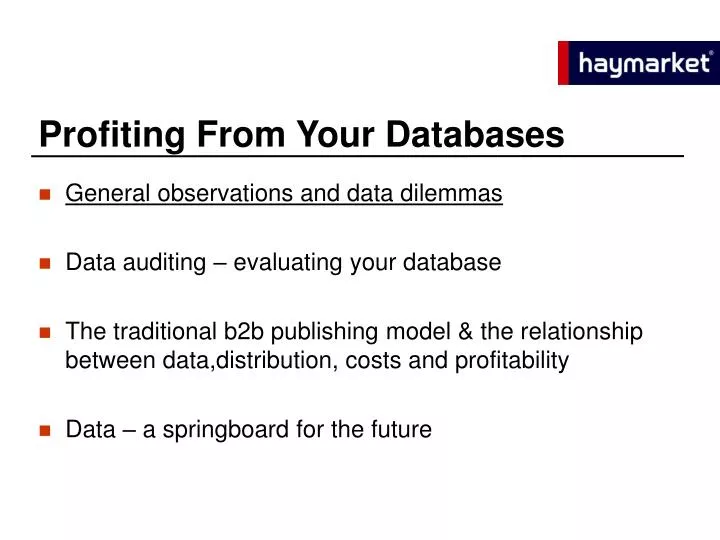 profiting from your databases