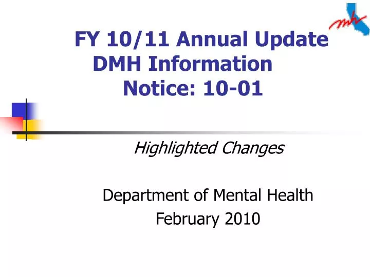 fy 10 11 annual update dmh information notice 10 01
