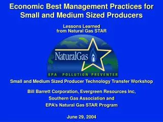 Economic Best Management Practices for Small and Medium Sized Producers